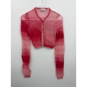 RE/DONE surplus red Space Dye Mohair Cardigan Women XS Red Pink Cropped Sweater